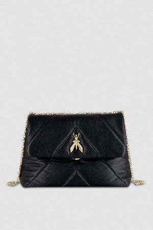 Patrizia Pepe Padded Fly Crossbody Bag Fekete | RMSBA4716